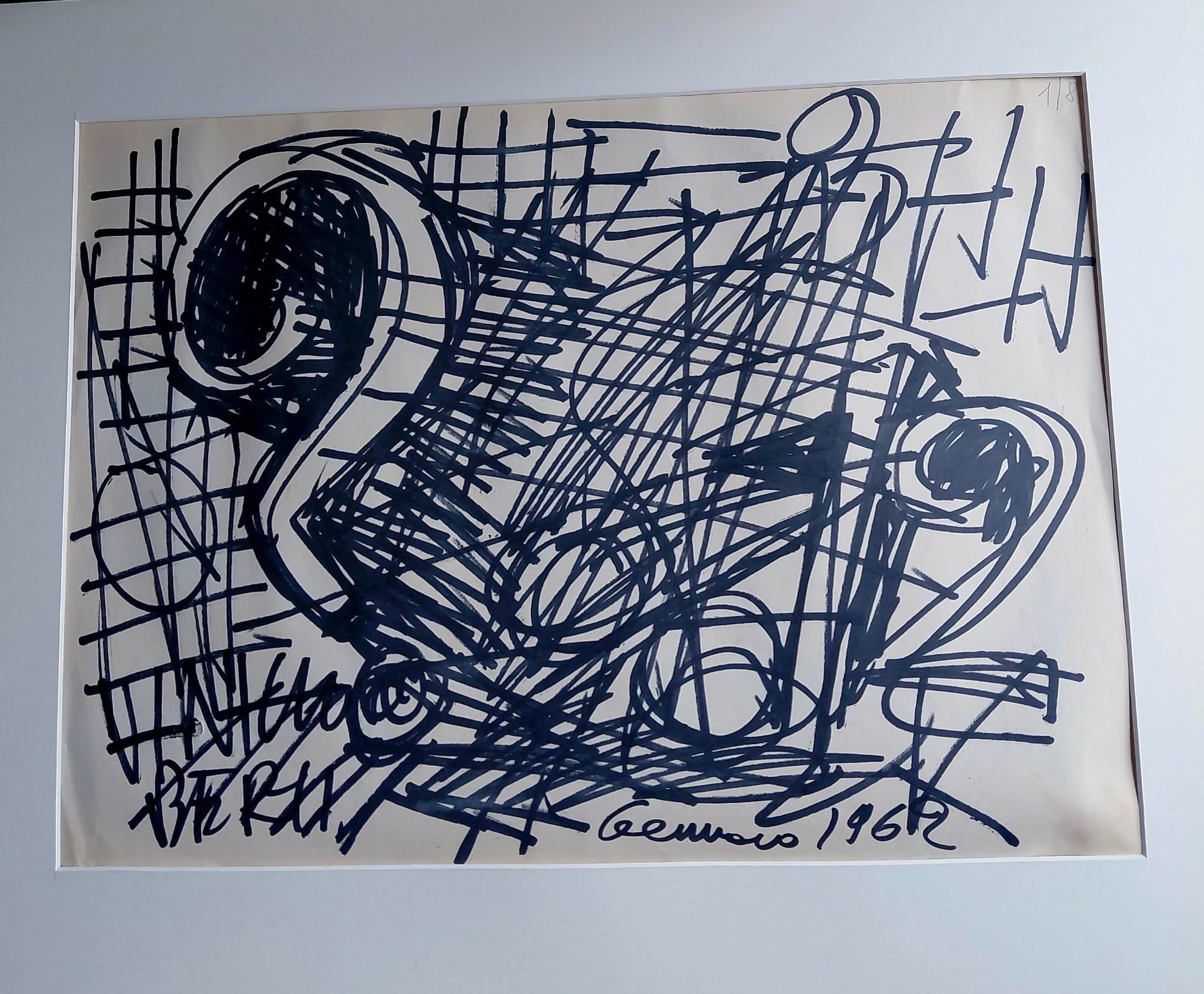 Disegno Astratto Firmato e Datato 1962