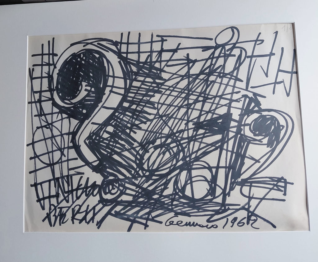Disegno Astratto Firmato e Datato 1962