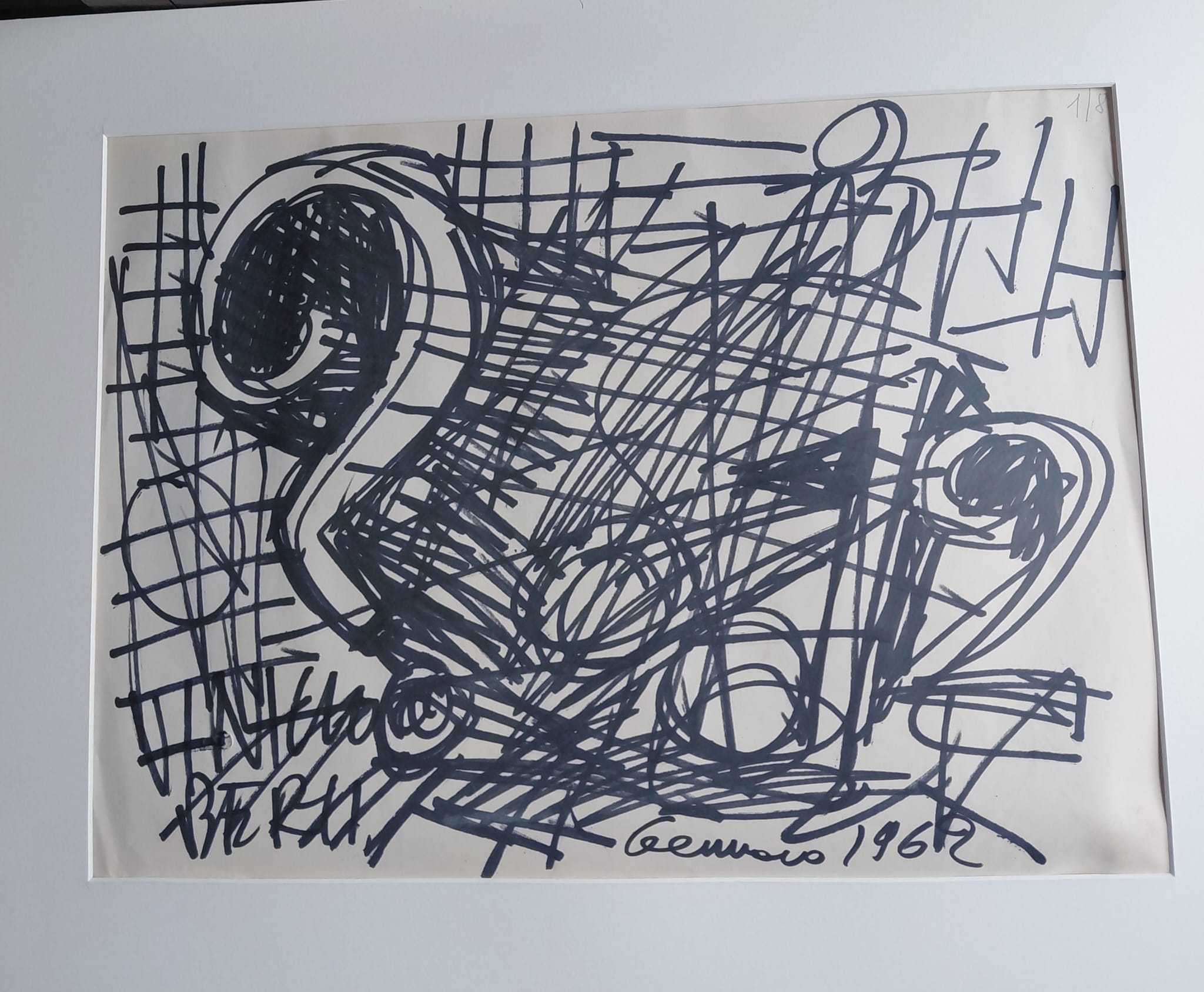 Disegno Astratto Firmato e Datato 1962