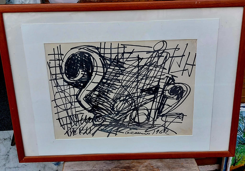 Disegno Astratto Firmato e Datato 1962