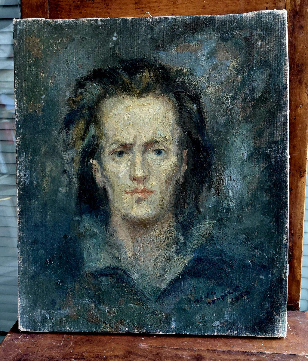 Ritratto Femminile Espressionista – Olio su Tela Firmato e Datato 1980