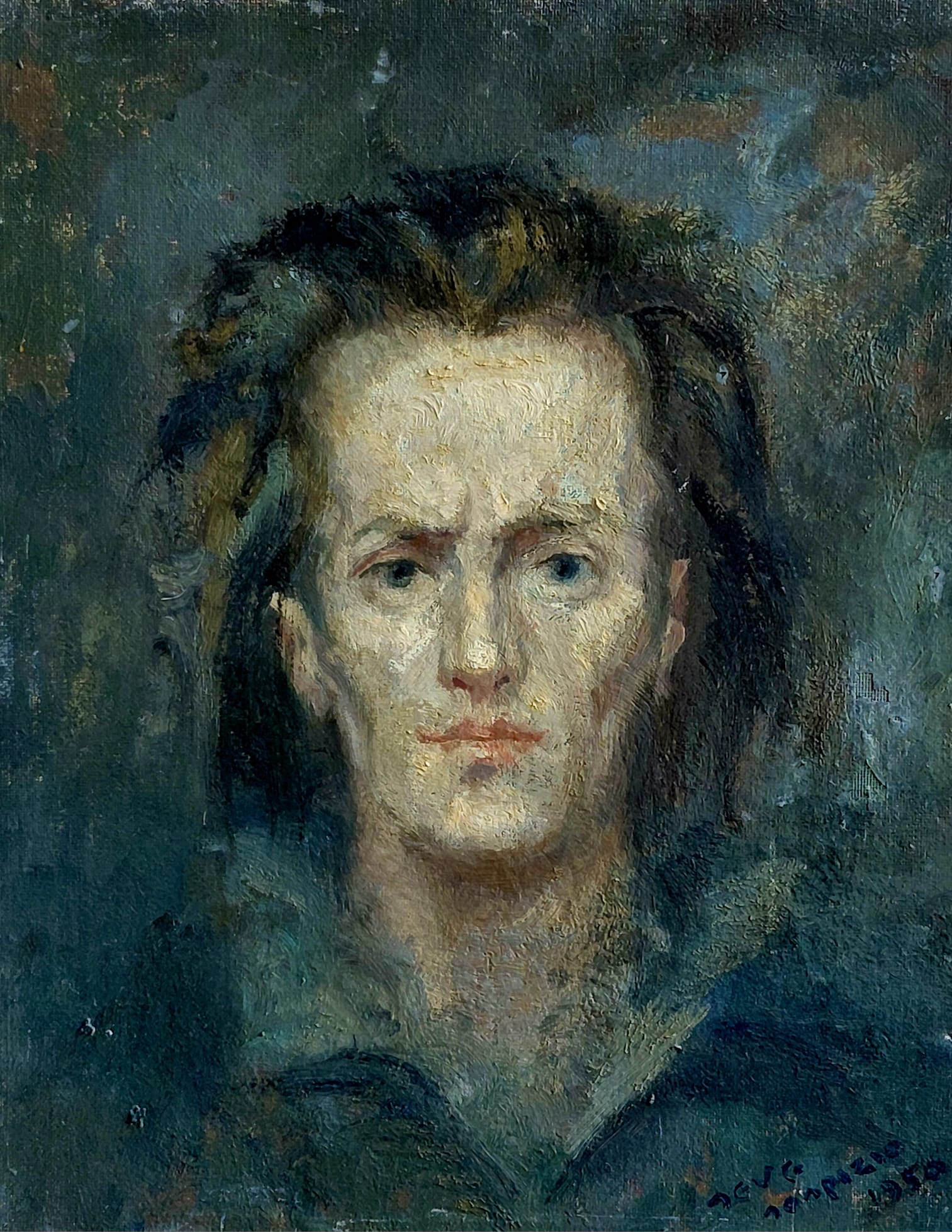 Ritratto Femminile Espressionista – Olio su Tela Firmato e Datato 1980