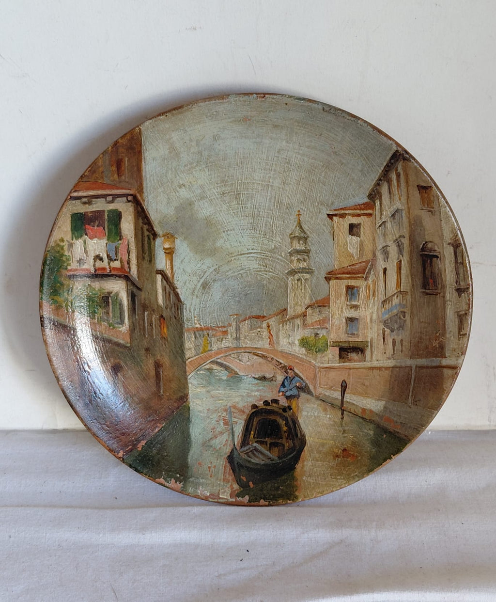 Piatto Decorativo con Veduta Veneziana Dipinta a Mano
