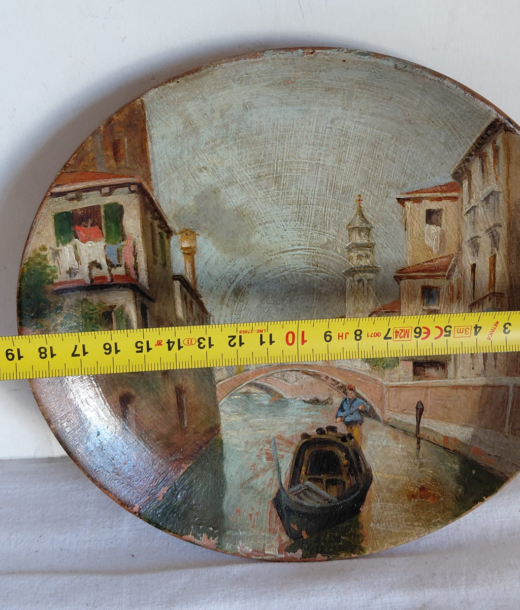 Piatto Decorativo con Veduta Veneziana Dipinta a Mano
