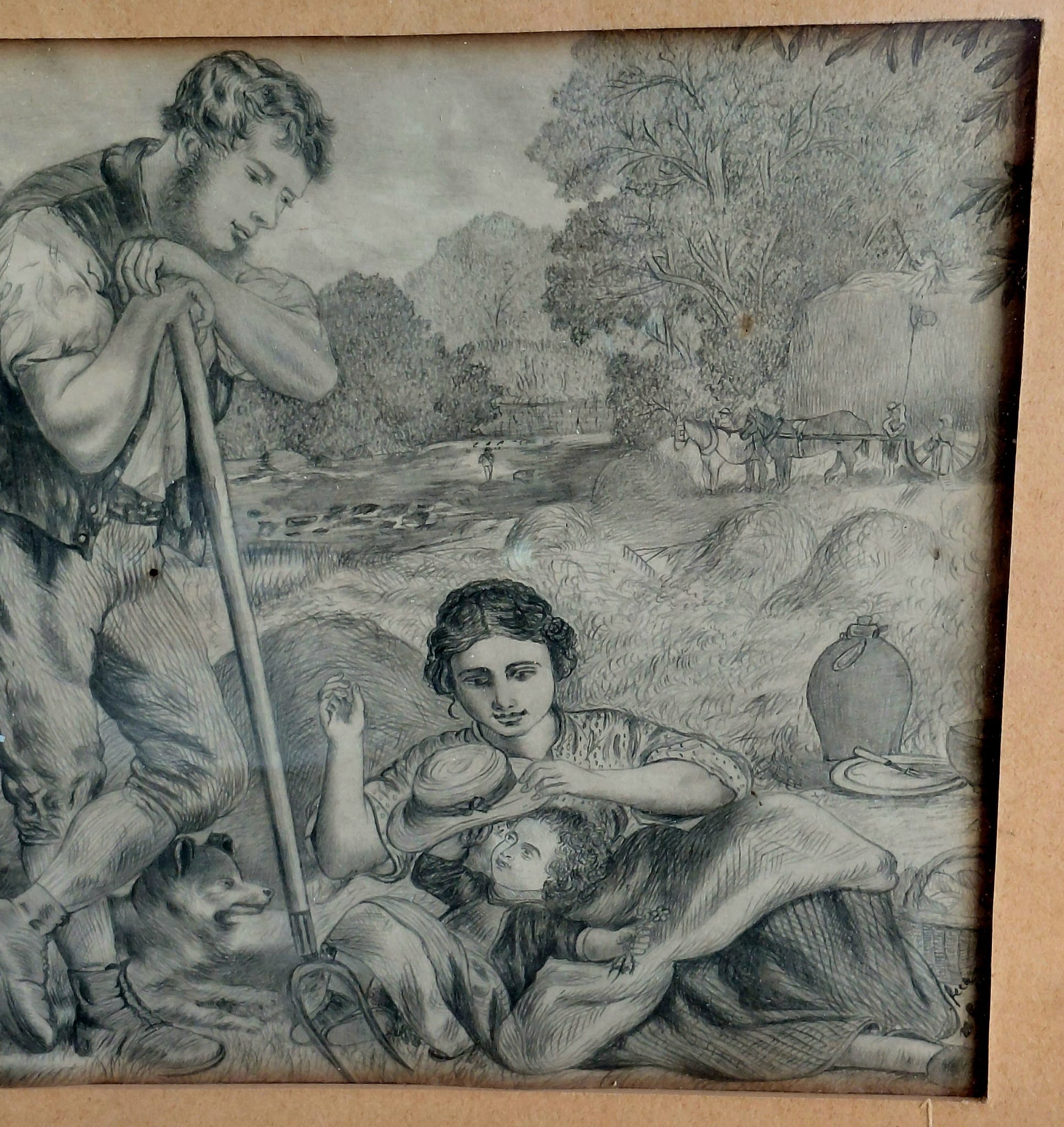 Scena Campestre con Contadini – Stampa d'Epoca in Bianco e Nero