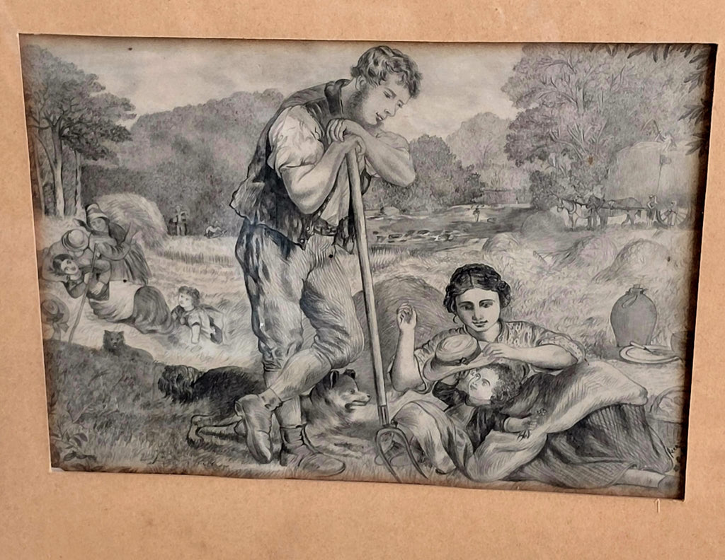 Scena Campestre con Contadini – Stampa d'Epoca in Bianco e Nero