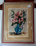 Acquerello floreale con vaso blu firmato Goni – 1956