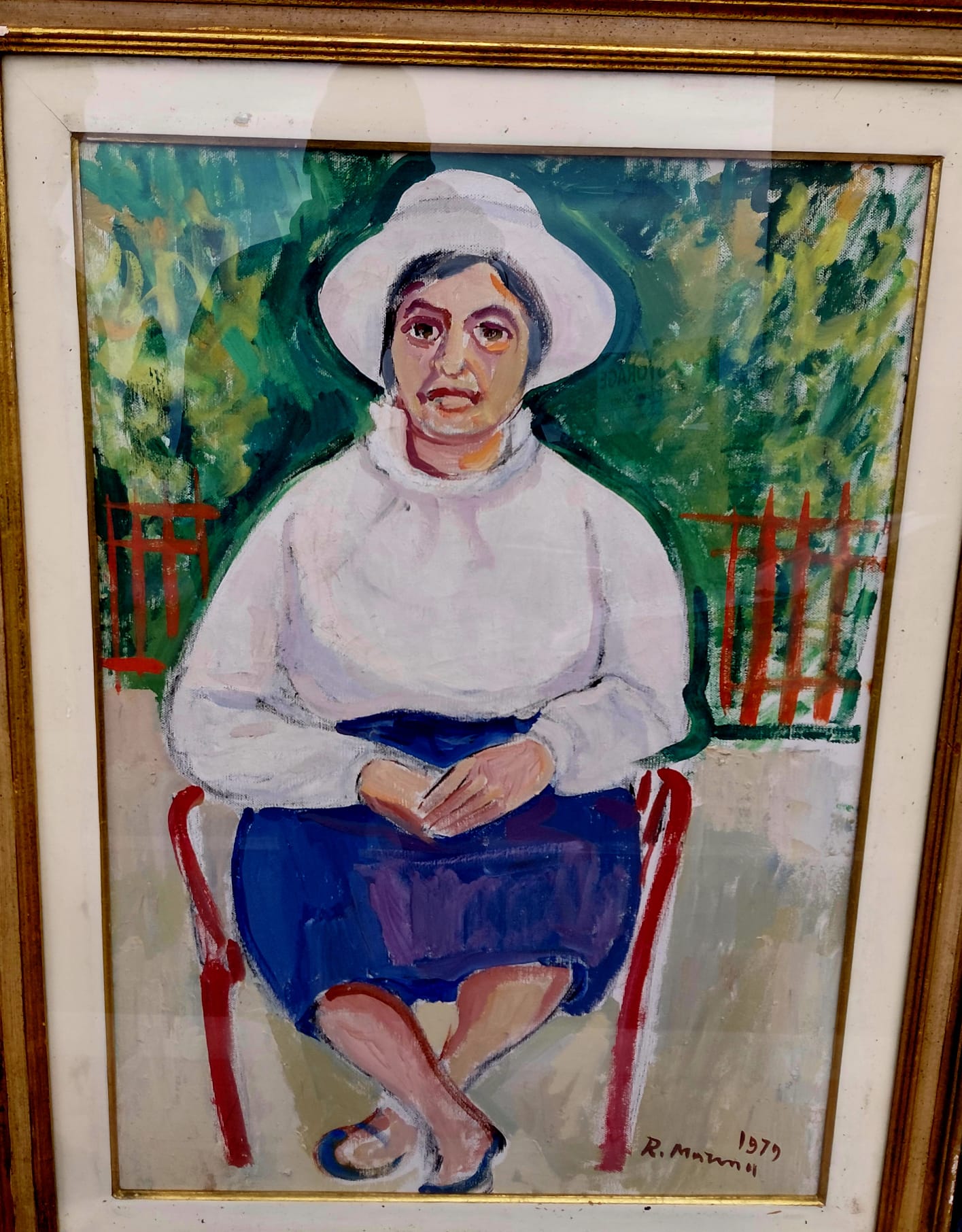 Dipinto a olio "Ritratto di donna" firmato e datato 1979