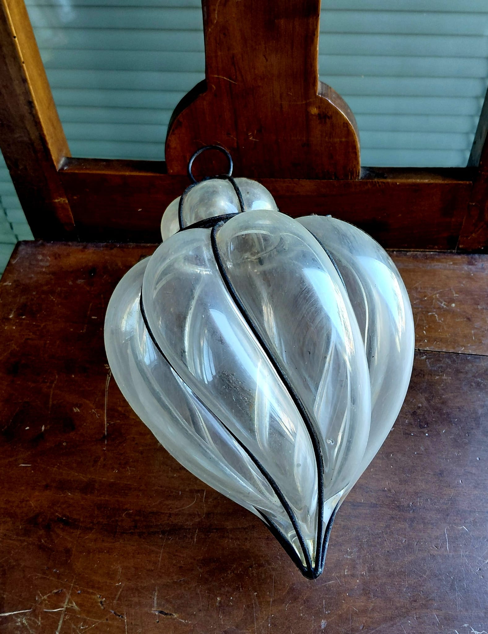 Lampada a sospensione vintage in vetro e metallo