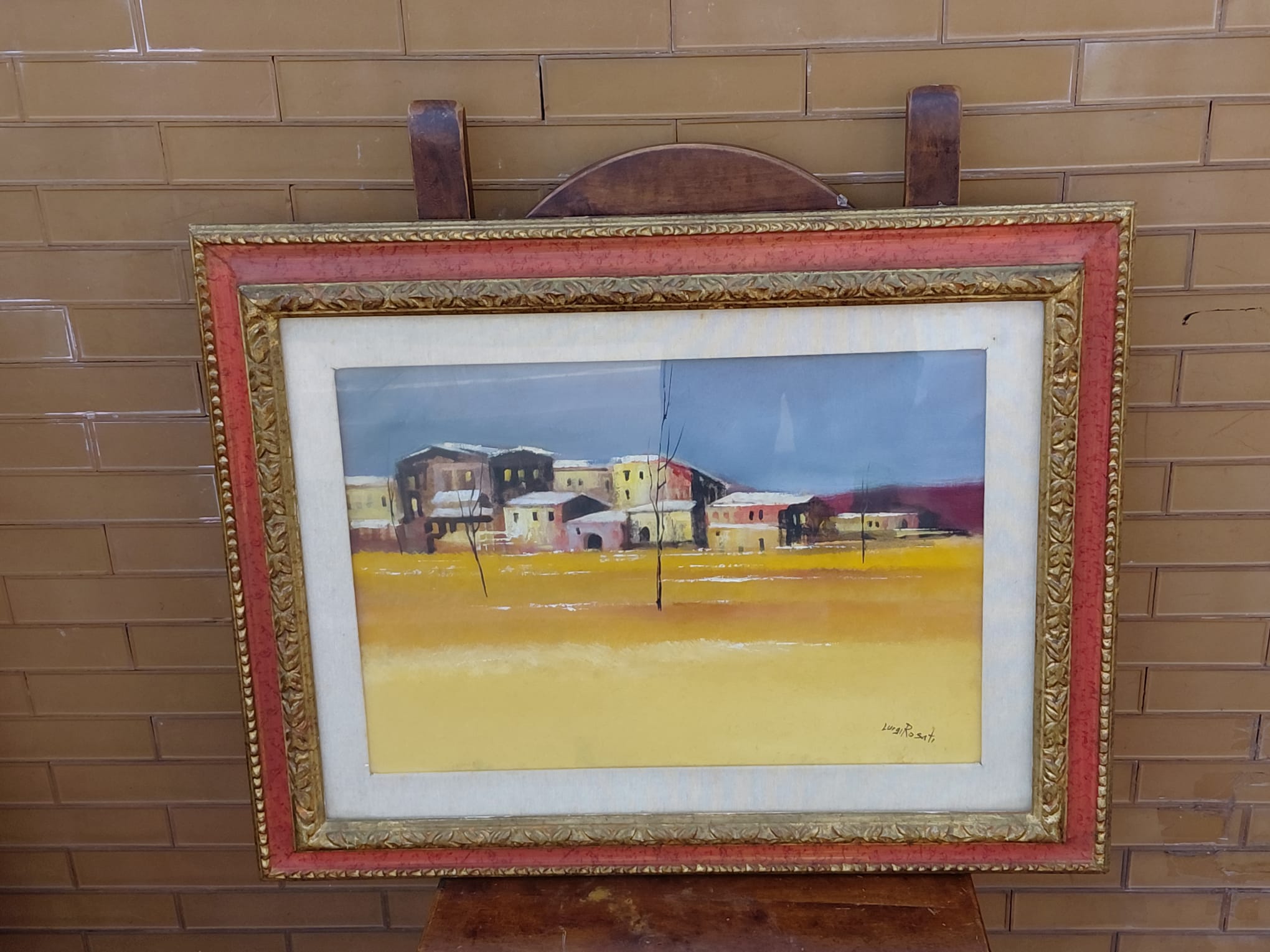 Quadro paesaggio contemporaneo firmato Luigi Rosati con cornice