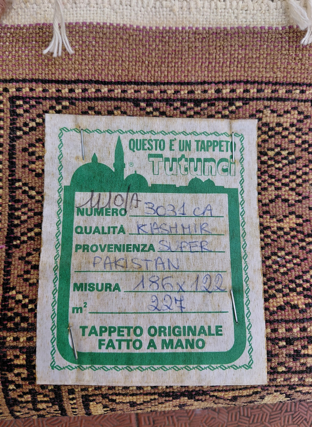 Tappeto hand-made cashmere certificato